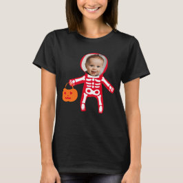Camiseta Personalizado foto truco de esqueleto de Halloween