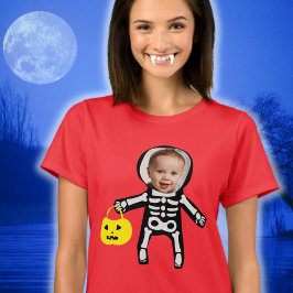Camiseta Personalizado foto truco de esqueleto de Halloween
