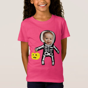 Camiseta Personalizado foto truco de esqueleto de Halloween