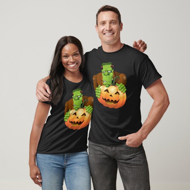 Camiseta Personalizado Frankenstein con Calabaza (Unisexo)
