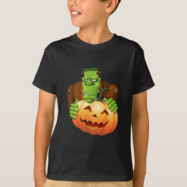 Camiseta Personalizado Frankenstein con Calabaza (Anverso)