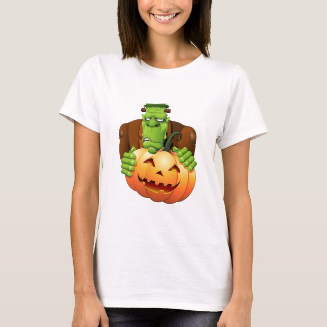 Camiseta Personalizado Frankenstein con Calabaza (Anverso)