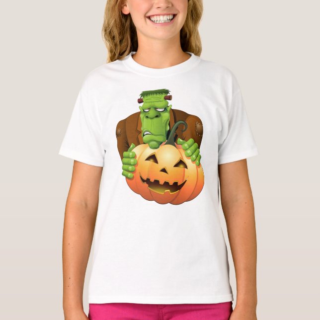Camiseta Personalizado Frankenstein con Calabaza (Anverso)