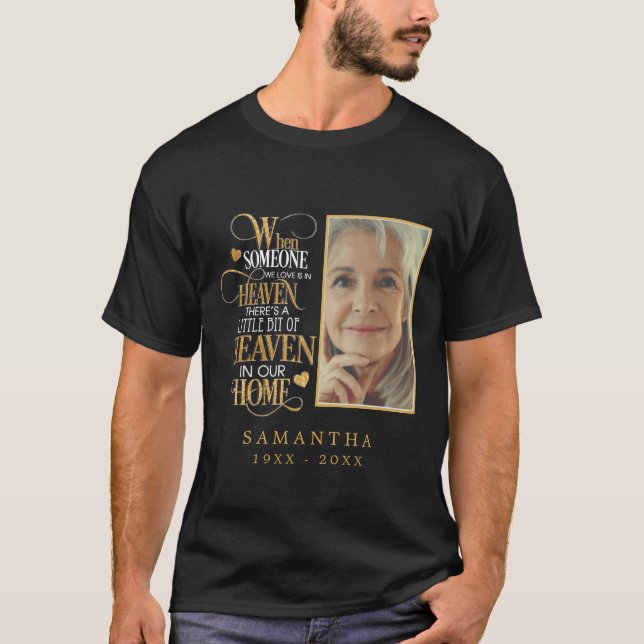 Camiseta Personalizado funerario purpurina Foto Memorial Ca (Anverso)