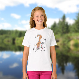 Camiseta Personalizado Funny Cute Perro Cachorro Bicicleta