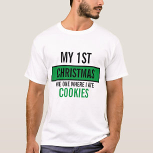 Camiseta Personalizado galleta graciosa primera Navidad