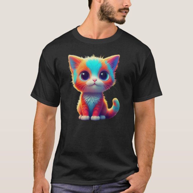 Camiseta Personalizado gatito de color arcoiris (Anverso)