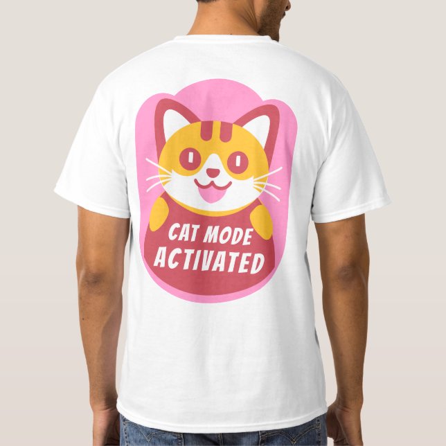 Camiseta Personalizado gatito de tabla divertida activado e (Reverso)
