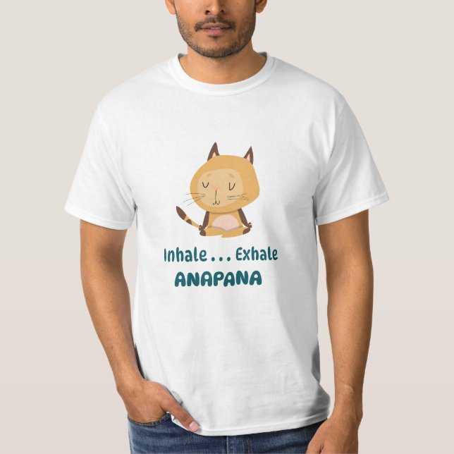 Camiseta Personalizado Gato Anapana Meditación Exhale Inhal (Anverso)