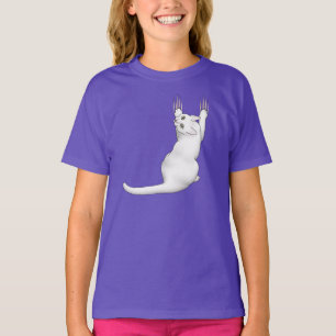 Camiseta Personalizado Gato Blanco arañando y desgarrando
