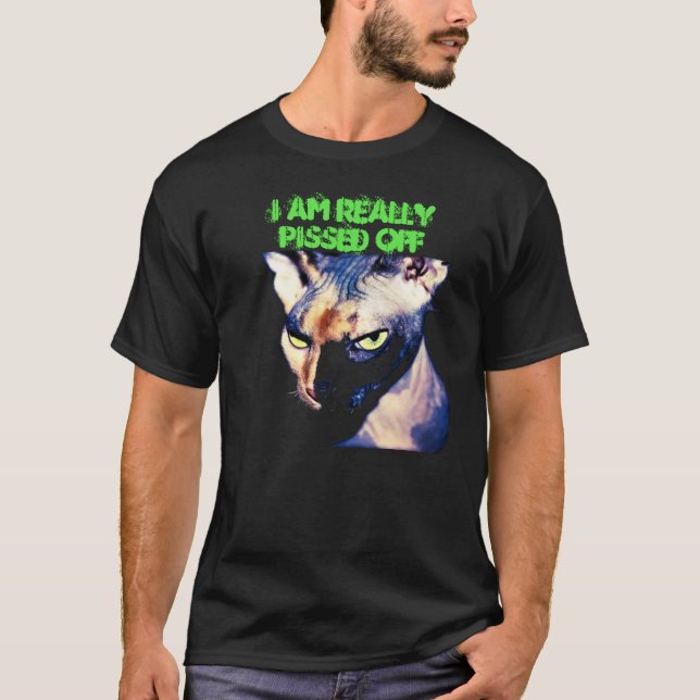 camiseta personalizado: gato negro enojado (Anverso)