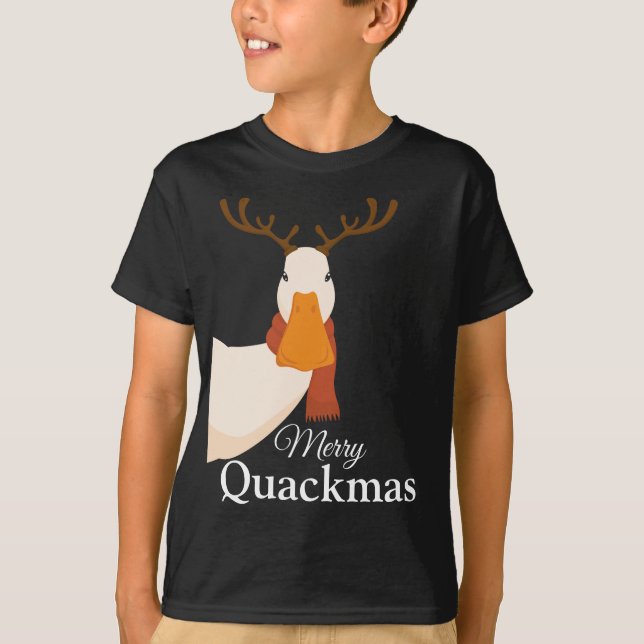 Camiseta Personalizado  gracioso Navidades pato a Merry Qua (Anverso)