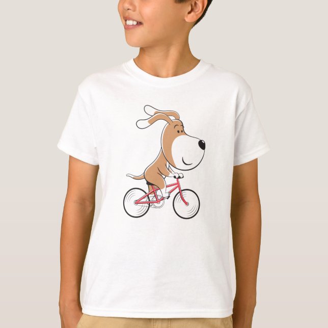 Camiseta Personalizado Gracioso Perro Cutto Cachorro Bicicl (Anverso)