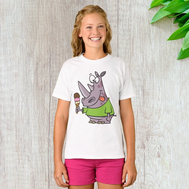 Camiseta Personalizado gracioso rinoceronte comiendo helado (Subido por el creador)