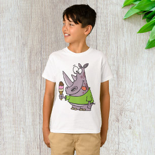 Camiseta Personalizado gracioso rinoceronte comiendo helado