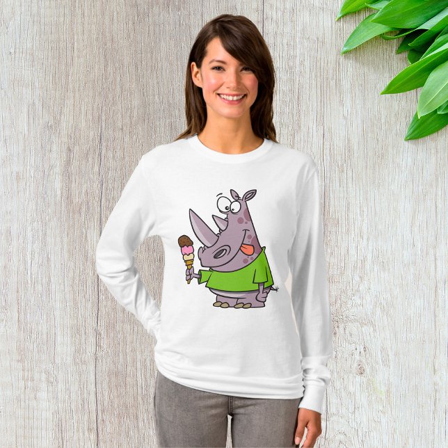 Camiseta Personalizado gracioso rinoceronte comiendo helado (Subido por el creador)
