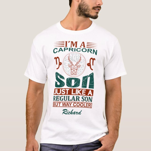 Camiseta Personalizado Gracioso Soy un Rótulo Capricornio S (Anverso)