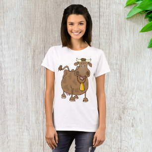 Camiseta Personalizado gracioso vaca marrón con animal gran
