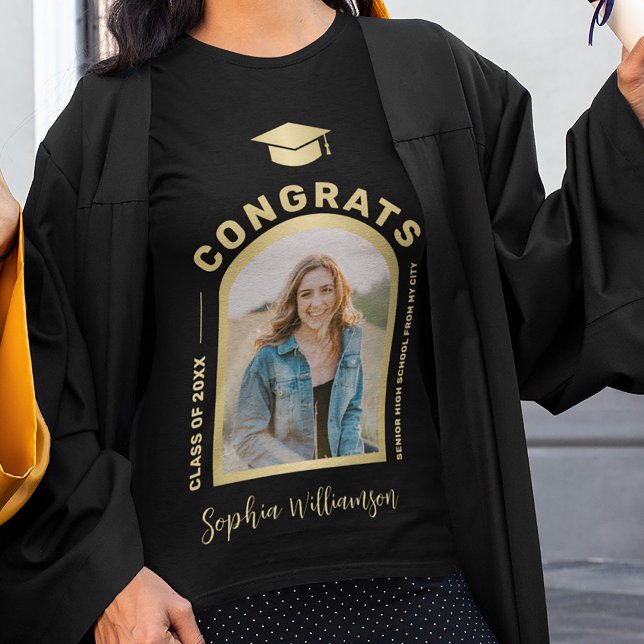 Camiseta Personalizado graduación foto felicitaciones oro g (Subido por el creador)