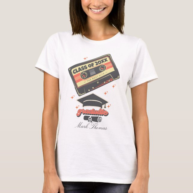 Camiseta Personalizado graduado de música de cassette vinta (Anverso)