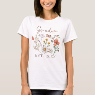 Camiseta Personalizado Grandma Wildflowers