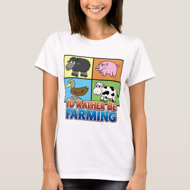 Camiseta Personalizado Granja Animales - ¡Prefiero cultivar (Anverso)