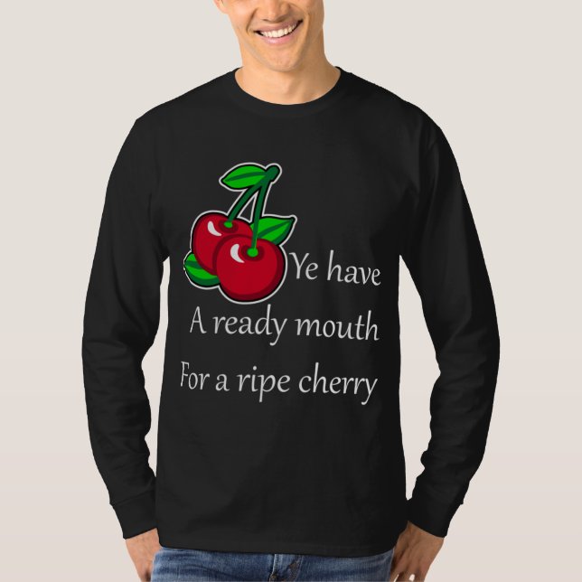 Camiseta Personalizado Green Red Cherries Fruto Vector Art (Anverso)