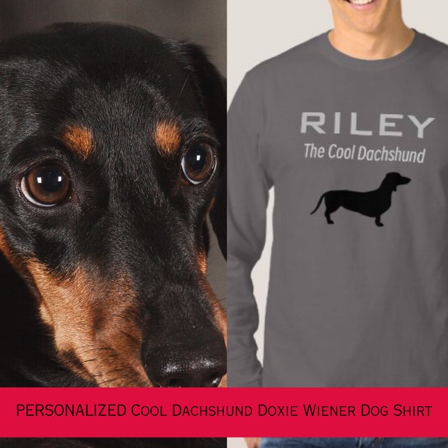 Camiseta PERSONALIZADO Guay Dachshund Doxie Wiener Dog (PERSONALIZED Cool Dachshund Doxie Wiener Dog Long Sleeve T-Shirt)