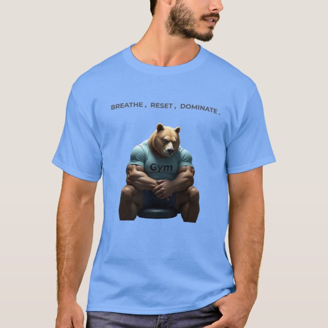 Camiseta Personalizado Gym Bear Shirt-Breathe. Restaurar. D (Anverso)