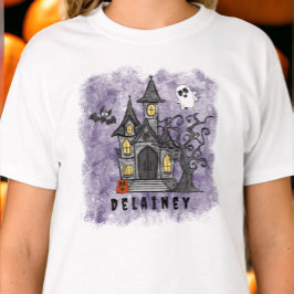 Camiseta Personalizado Halloween Spooky Cute Hauned House P