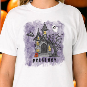 Camiseta Personalizado Halloween Spooky Cute Hauned House P