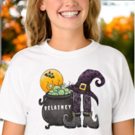 Camiseta Personalizado Halloween Trick o Trate a Witch Bat