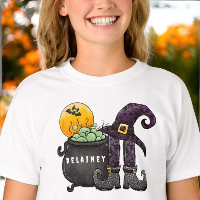 Camiseta Personalizado Halloween Trick o Trate a Witch Bat  (Subido por el creador)