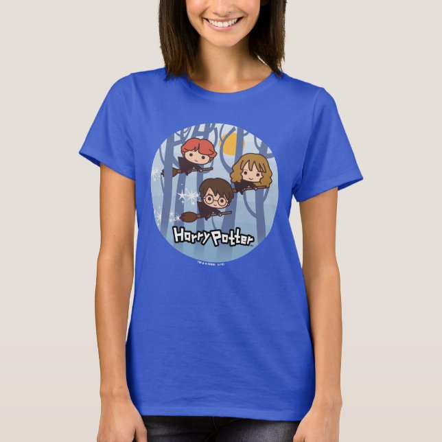 Camiseta Personalizado Harry, Ron Y Hermione Volando En Bos (Anverso)