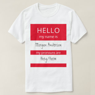 Camiseta Personalizado HELLO Mi Nombre Pronouns Es Badge