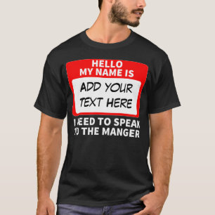 Camiseta Personalizado Hola Mi Nombre Es Que Necesito Habla
