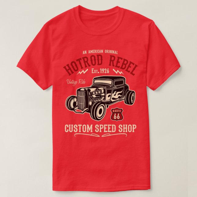 Camiseta Personalizado Hotrod Rebel Speed Shop Ruta Históri (Diseño del anverso)