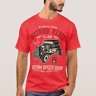 Camiseta Personalizado Hotrod Rebel Speed Shop Ruta Históri