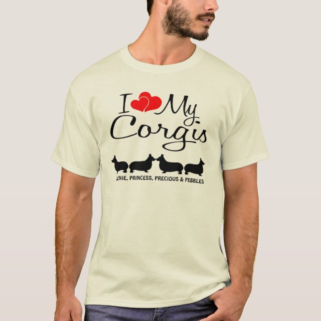 Camiseta Personalizado I Love My Four Corgis (Anverso)