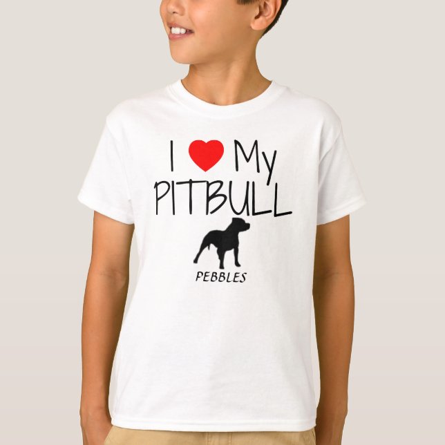 Camiseta Personalizado I Love My Pitbull (Anverso)