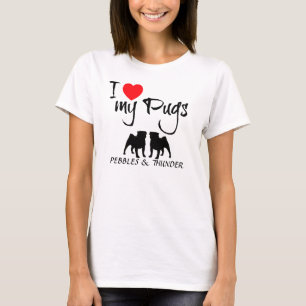 Camiseta Personalizado I Love My Pugs