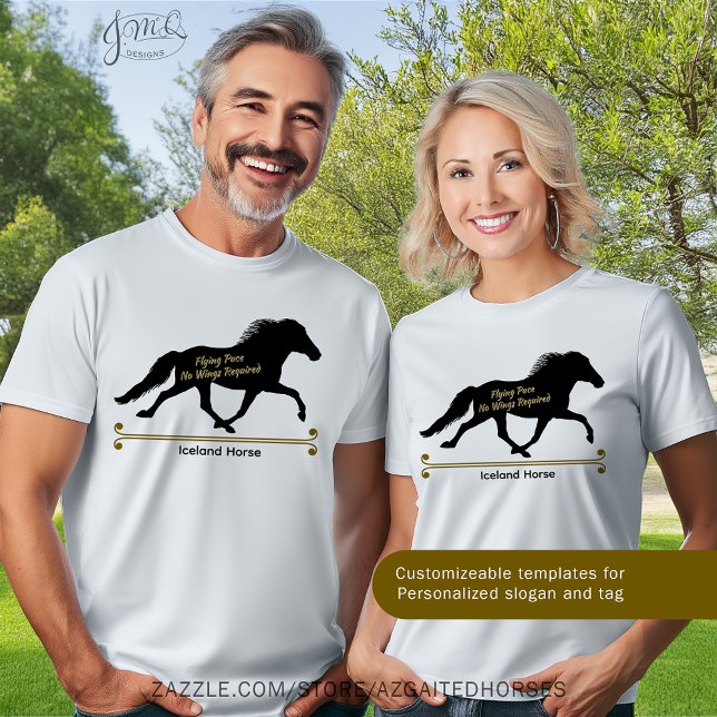 Camiseta Personalizado islandés de silueta de caballo volad (Custom Icelandic Horse flying pace silhouette t-shirt 🐎✨)