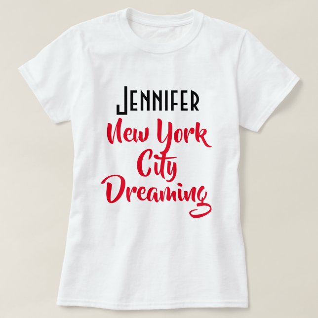 Camiseta Personalizado "Jennifer, New York City Dreaming" W (Diseño del anverso)