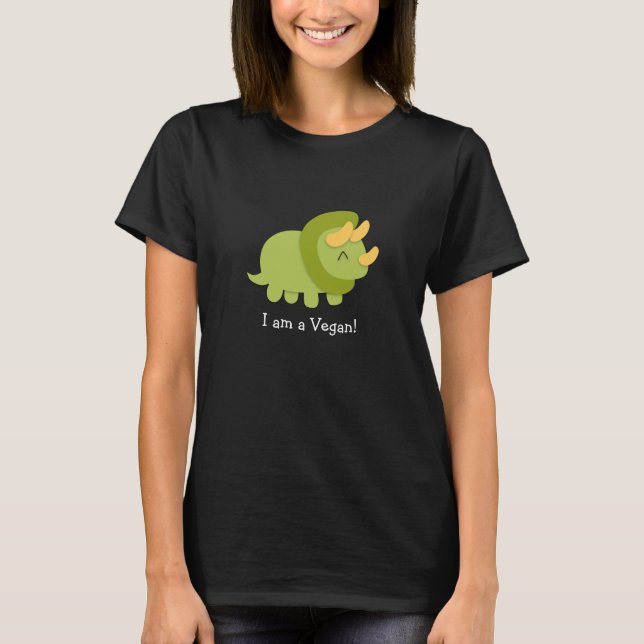 Camiseta Personalizado kawaii de triceratops verdes y amari (Anverso)