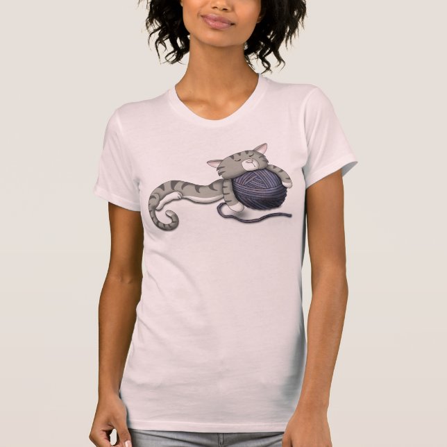 Camiseta Personalizado Kitty con bola de hilo (Anverso)
