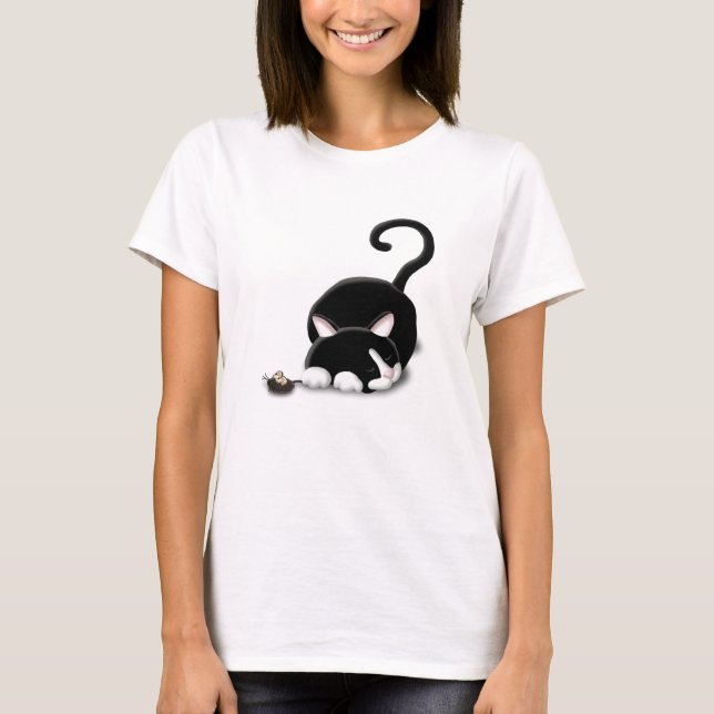 Camiseta Personalizado Kitty con ratón de juguete (Anverso)
