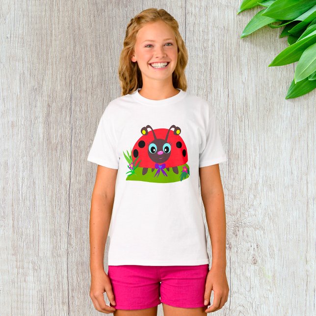 Camiseta Personalizado Ladybug Bow and Flowers (Subido por el creador)