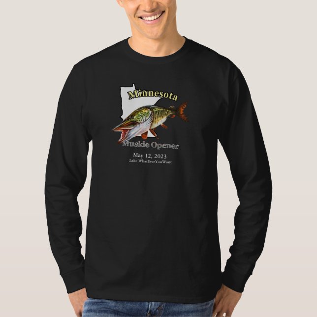 Camiseta Personalizado Lago/Fecha Minnesota Muskie Opener O (Anverso)