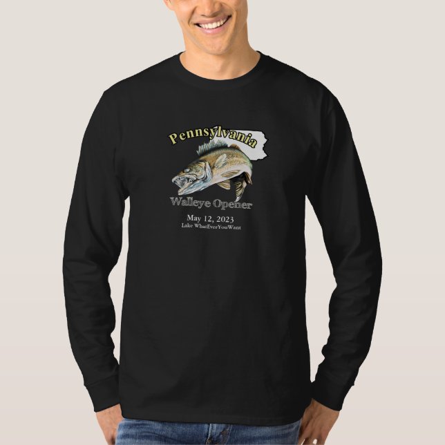 Camiseta Personalizado Lago/Fecha Pennsylvania Walleye Open (Anverso)