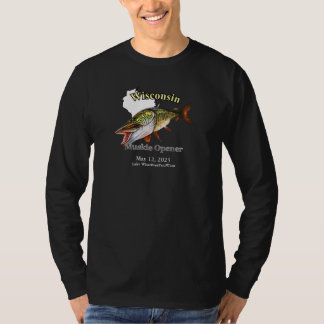 Camiseta Personalizado Lago/Fecha Wisconsin Muskie Opener O